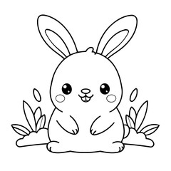 Vector illustration of a cute Bunny doodle for kids colouring page