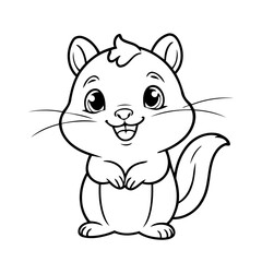Vector illustration of a cute Chipmunk doodle for toddlers coloring activity