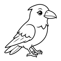 Vector illustration of a cute Raven drawing for kids colouring page