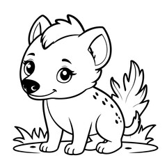 Vector illustration of a cute Hyena doodle for children worksheet