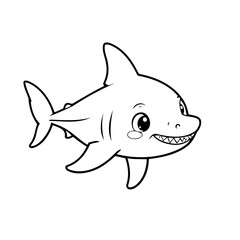 Vector illustration of a cute Shark doodle for kids coloring worksheet