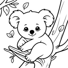 Obraz premium Vector illustration of a cute Koala drawing for kids colouring activity