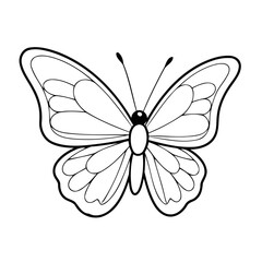 Vector illustration of a cute butterfly drawing for colouring page