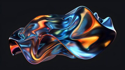 Obraz premium Glass Bold holographic liquid metal shape isolated