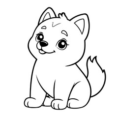 Vector illustration of a cute Husky doodle for toddlers worksheet