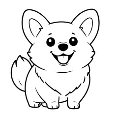 Vector illustration of a cute Corgi drawing for toddlers book