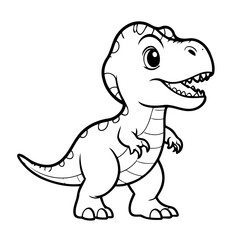 Cute vector illustration TRex doodle black and white for kids page