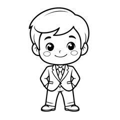Simple vector illustration of Businessman drawing for children page