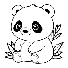 Cute vector illustration panda doodle for toddlers worksheet