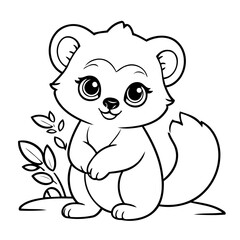 Obraz premium Simple vector illustration of lemur drawing for kids page