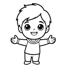 Cute vector illustration Boy for toddlers colouring page