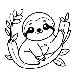 Simple vector illustration of Sloth drawing for children page