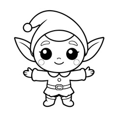 Cute vector illustration Elf for toddlers colouring page