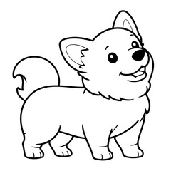 Cute vector illustration WelshCorgi doodle for toddlers colouring page