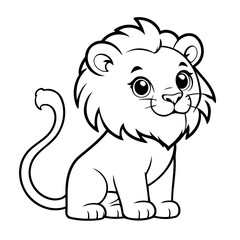 Simple vector illustration of lion drawing for children page