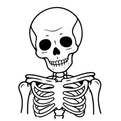 Simple vector illustration of Skeleton outline for colouring page