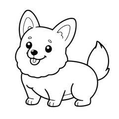 Simple vector illustration of WelshCorgi drawing for toddlers book