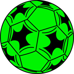 Obraz premium Vector illustration of soccer ball with stars. icon. graphic resource. sport. vector.black . Football. Detailed. Sports. Fun. High quality. High resolution. Graphic Resource