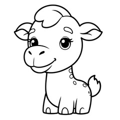 Simple vector illustration of Camel outline for colouring page