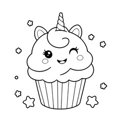 Cute vector illustration Unicorn doodle colouring activity for kids