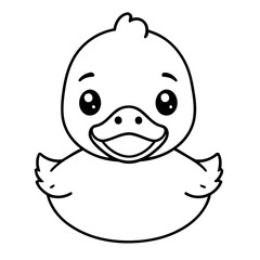 Cute vector illustration Duck drawing for colouring page