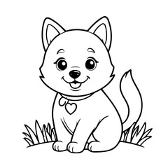 Simple vector illustration of Husky drawing for kids colouring activity