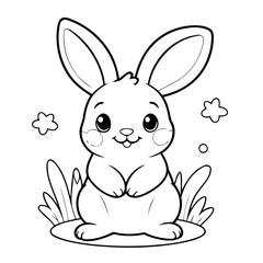 Simple vector illustration of rabbit doodle for toddlers worksheet