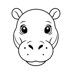 Vector illustration of a cute hippo drawing for children page