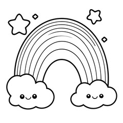 Vector illustration of a cute Rainbow doodle for toddlers coloring activity