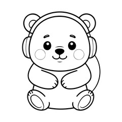Cute vector illustration Bear drawing for kids colouring page