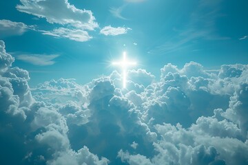 Radiant Cross in Clouds A Vision of Jesus Ascension to Heaven