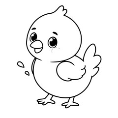 Vector illustration of a cute chick drawing for kids colouring page
