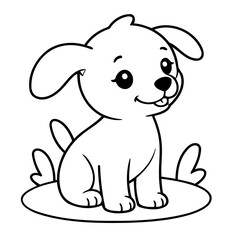 Cute vector illustration dog drawing for toddlers colouring page