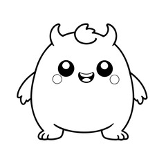 Vector illustration of a cute Monster drawing for kids colouring page
