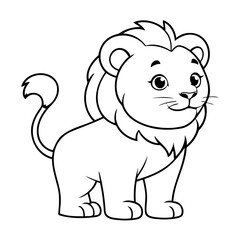 Cute vector illustration Lion doodle for toddlers coloring activity