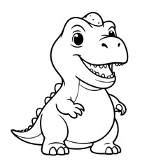 Vector illustration of a cute TRex doodle for toddlers worksheet