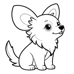 Simple vector illustration of Papillon hand drawn for kids coloring page