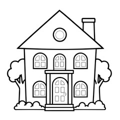 Vector illustration of a cute House doodle colouring activity for kids
