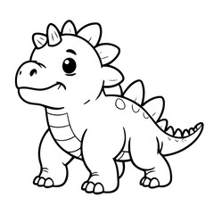 Cute vector illustration Dino drawing for toddlers colouring page