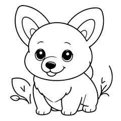 Simple vector illustration of WelshCorgi hand drawn for kids page