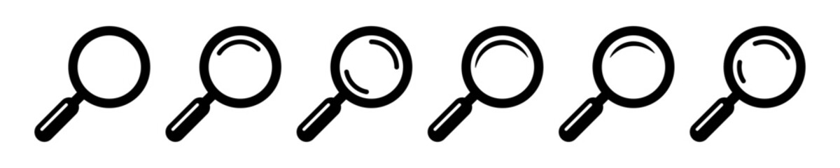 Search icon. Magnifying glass icon, magnifier or loupe sign.