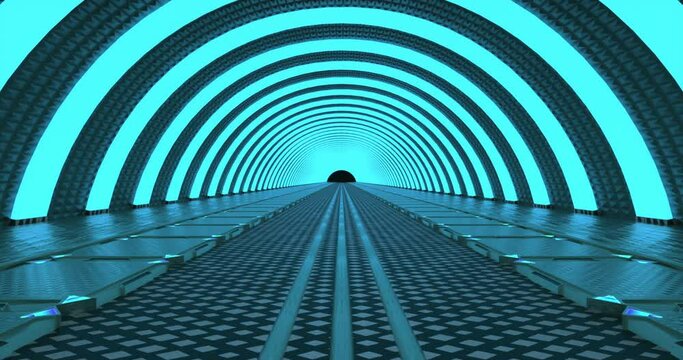 Velocity Through the Future: Blue Illuminated Techno Tunnel