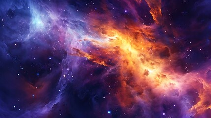 Fototapeta premium Cosmic nebula wave with a dust of stars in pink and blue background