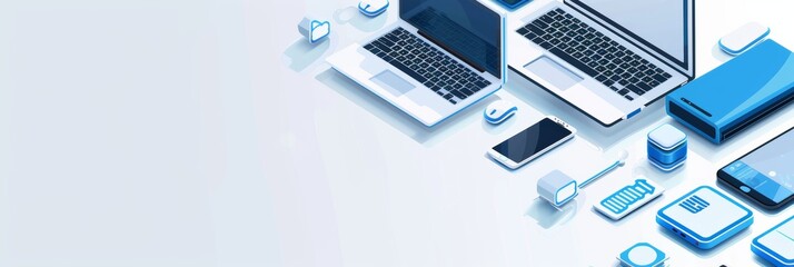 Computer service creative banner with copy space