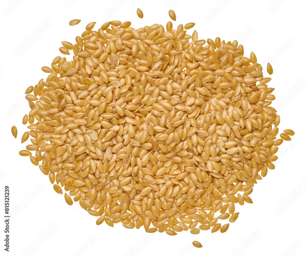 Poster heap of flax seeds on isolated background