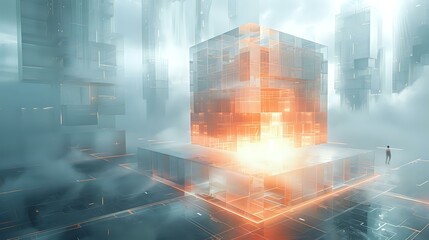 Enigmatic Ambiance: Cold and Technological Isometric Cube