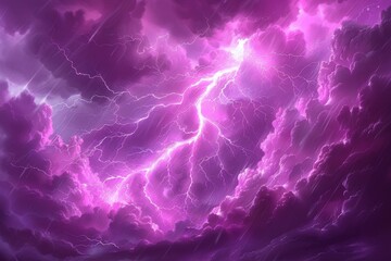 Purple Sky Filled With Lightning
