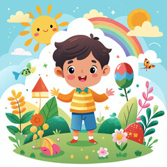 Happy world childrens day illustration 