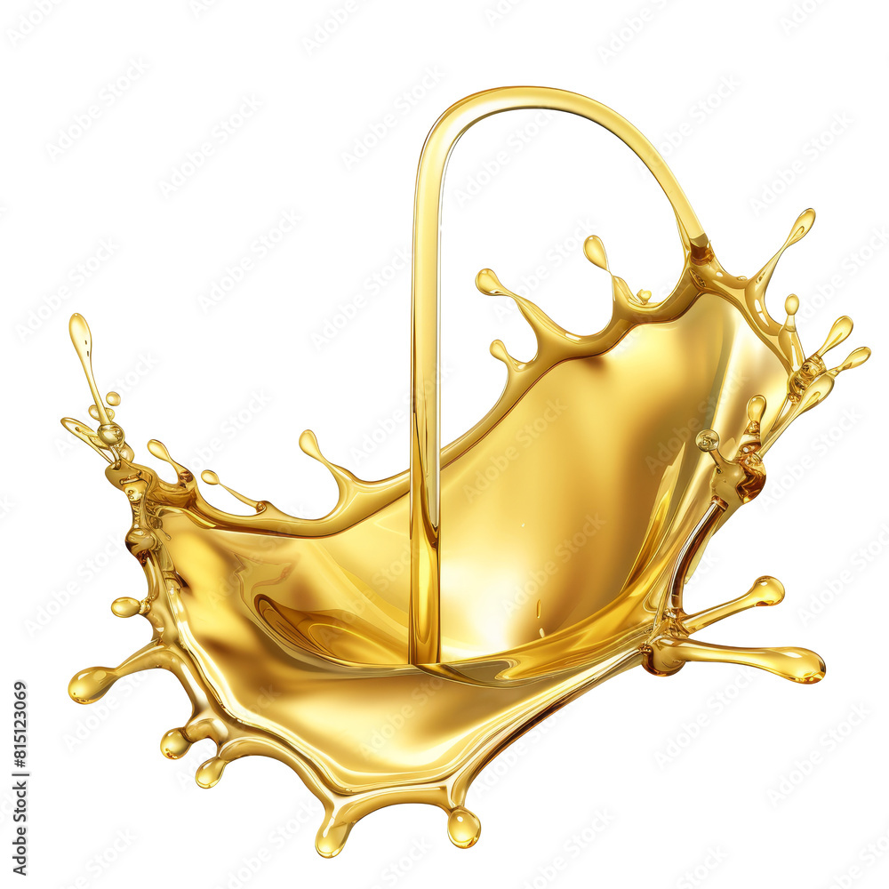 Aufkleber a golden liquid splashes against a white backdrop, creating a dynamic and visually striking display,