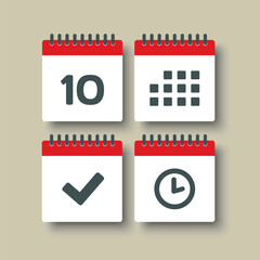 Icon page calendar - 10 day, agenda, timer, done